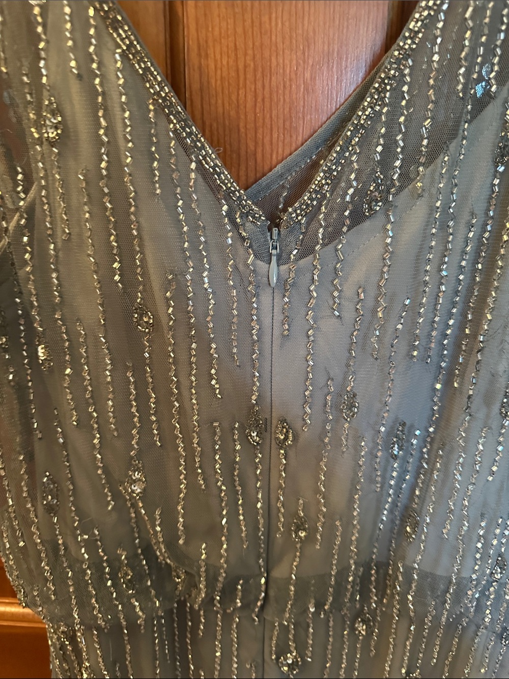 Adrianna Papell Gray Sequin V-Neck Cocktail Dress - Picture 3 of 9